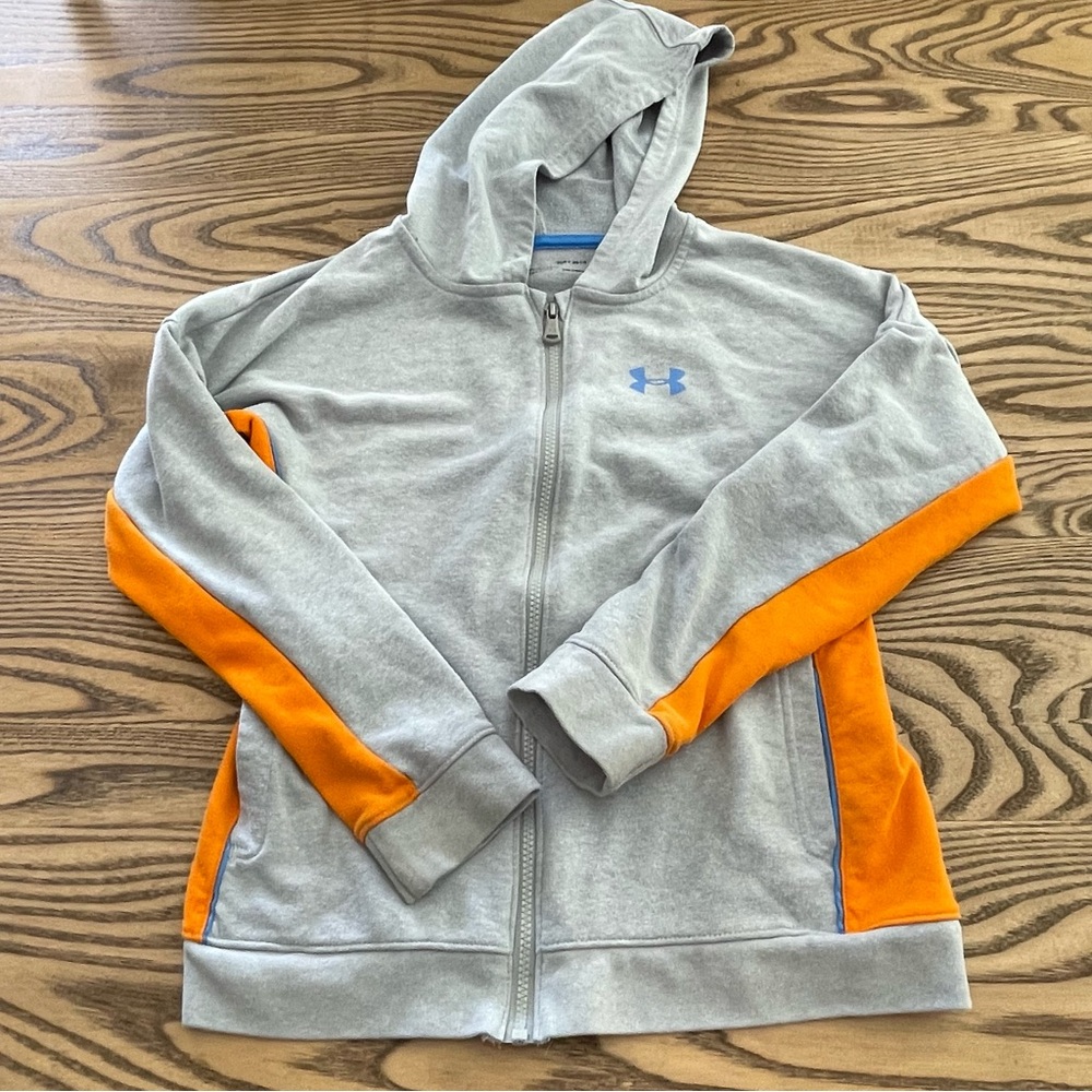 Under Armour Full Zip Cold Gear Gray Hoodie Youth Size Medium Loose Fit